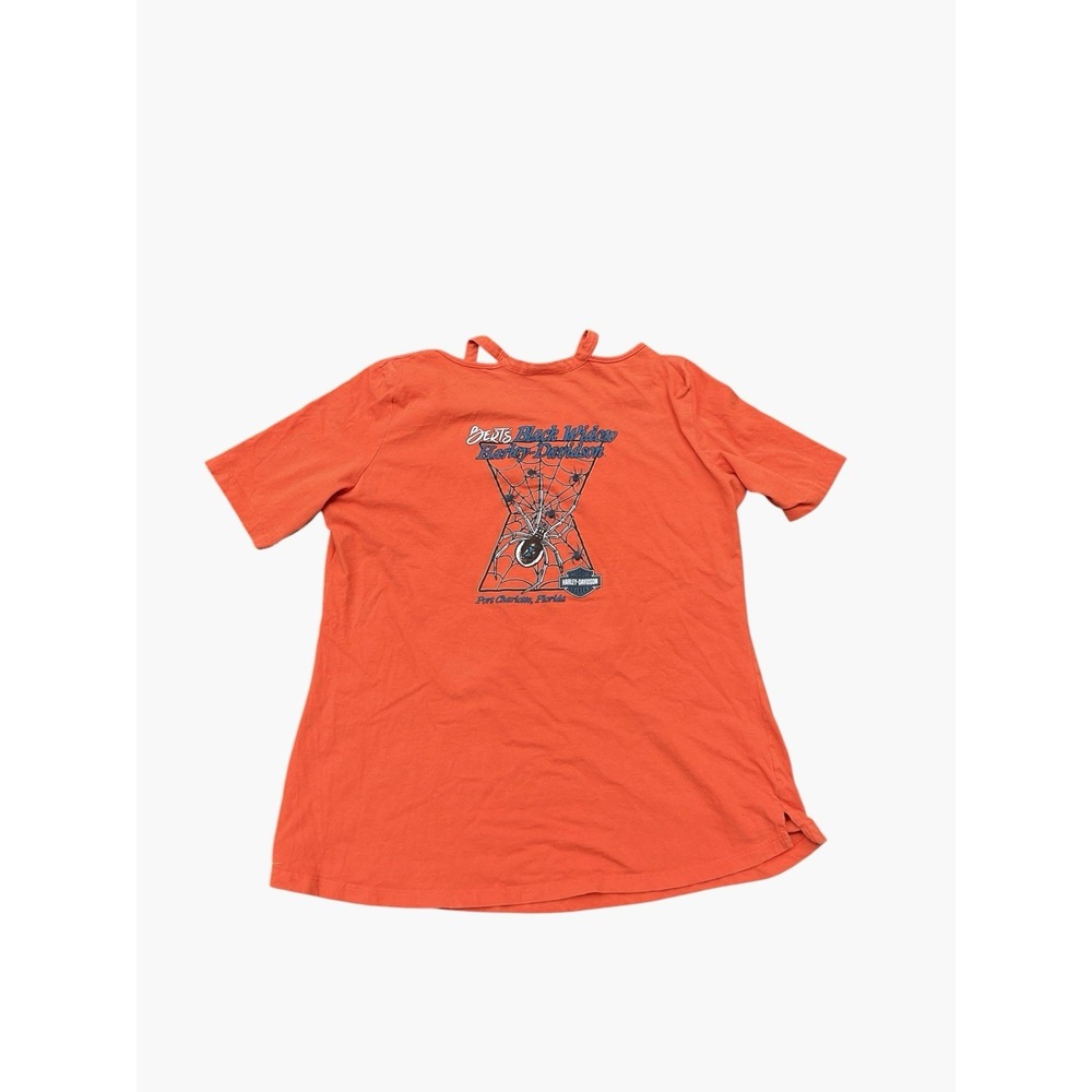 Harley-Davidson Genuine MotorClothes Women's Orange Off Shoulder T-Shirt Size ML